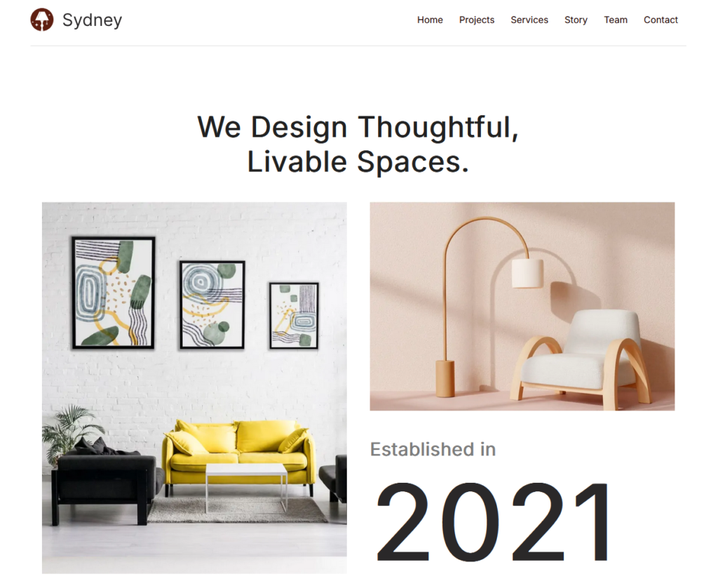vista previa demo tema sydney de WordPress 2025