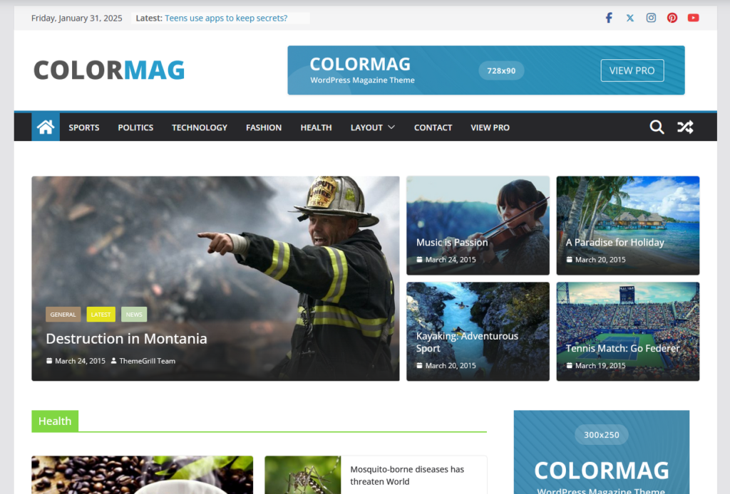 vista previa demo tema colormag